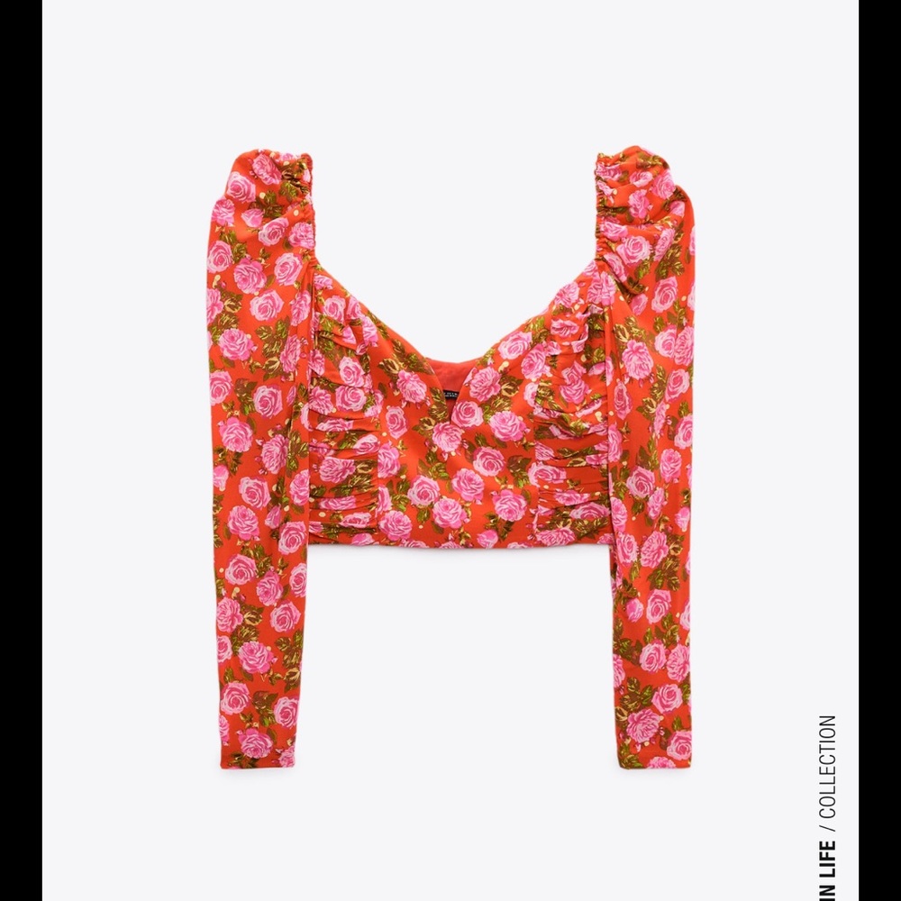 Zara floral draped top
